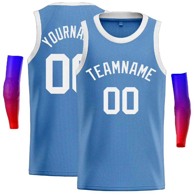 Basketball Jersey for Fast-Drying Comfort-Custom Light Blue White Classic Tops Casual Basketball Jersey