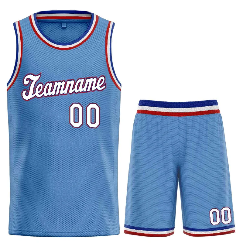 Basketball Jersey with Breathable Design for Fast Play-Custom Light Blue White-Red Classic Sets Sports Uniform Basketball Jersey