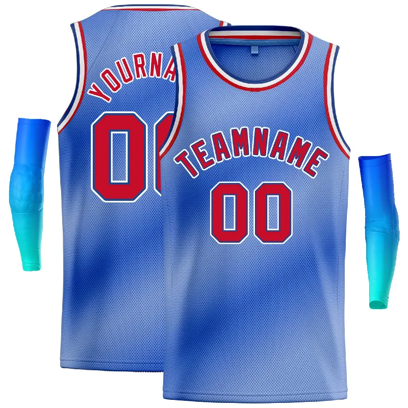 Basketball Jersey for Lightweight Play-Custom Light Blue White-Red Gradient Fashion Tops Bull Basketball Jersey