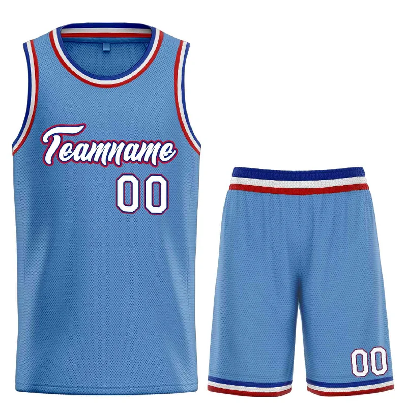 Basketball Jersey for Comfortable Fit in Every Game-Custom Light Blue White-Red Heal Sports Uniform Classic Sets Basketball Jersey