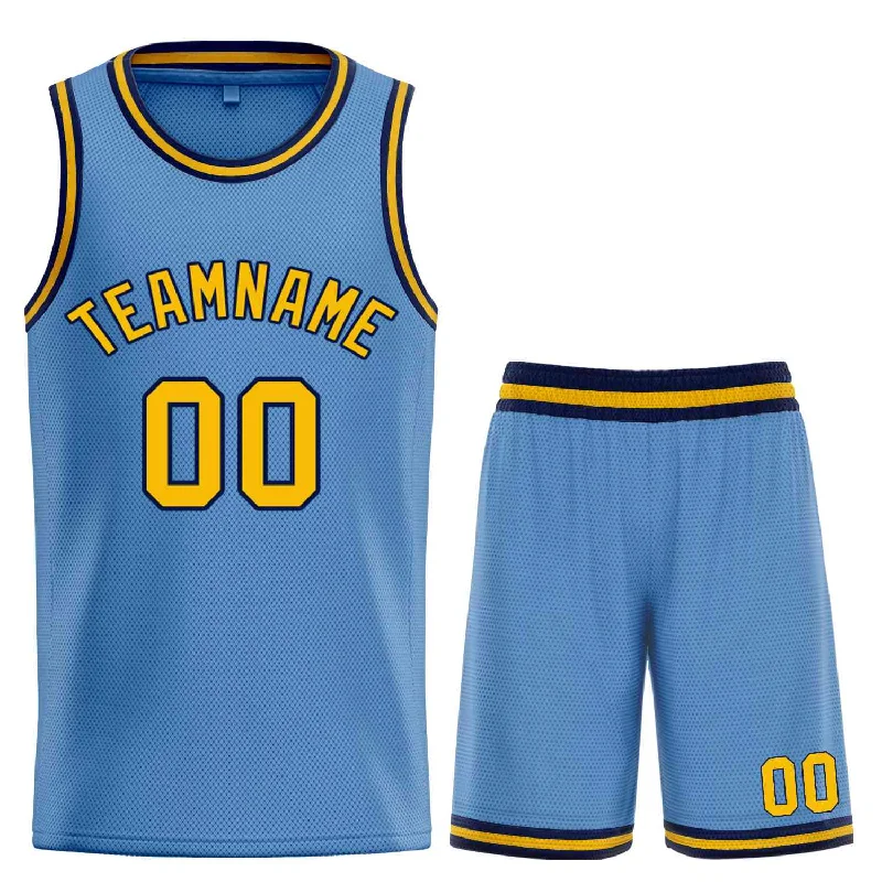 Basketball Jersey for Lightweight Play-Custom Light Blue Yellow-Navy Bull Classic Sets Basketball Jersey