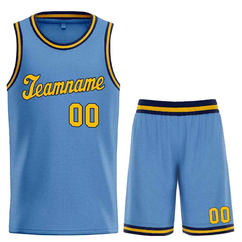 Basketball Jersey for Maximum Speed and Comfort-Custom Light Blue Yellow-Navy Classic Sets Sports Uniform Basketball Jersey