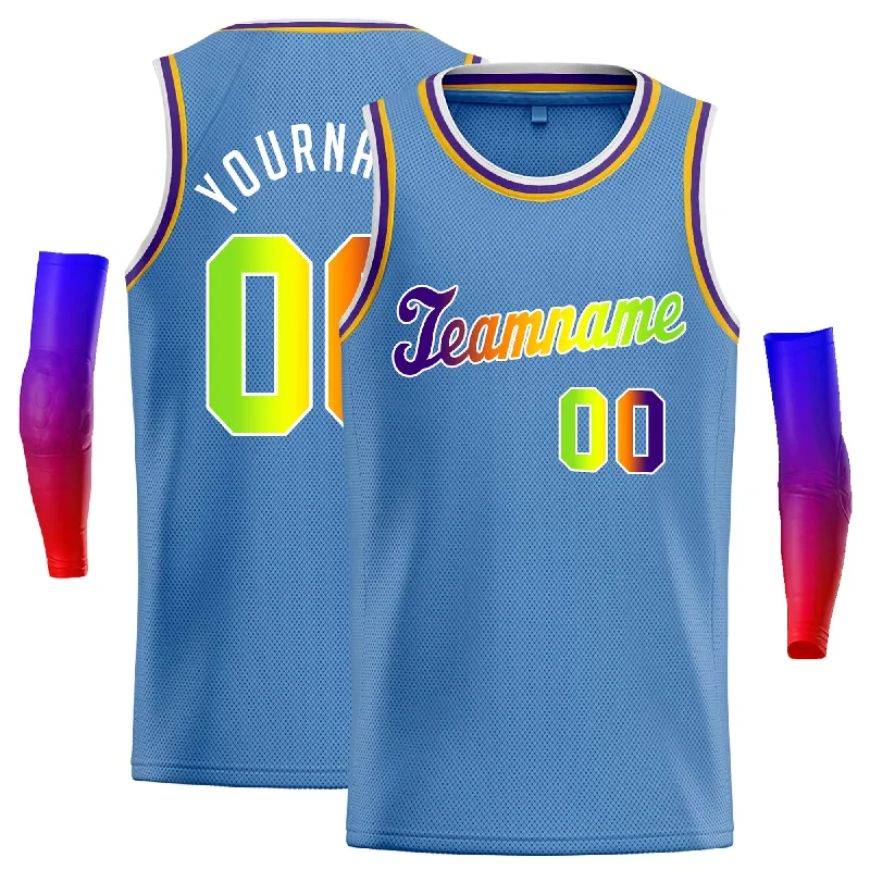 Basketball Jersey for High-Speed Performance-Custom Light Blue Yellow-White Classic Tops Casual Basketball Jersey