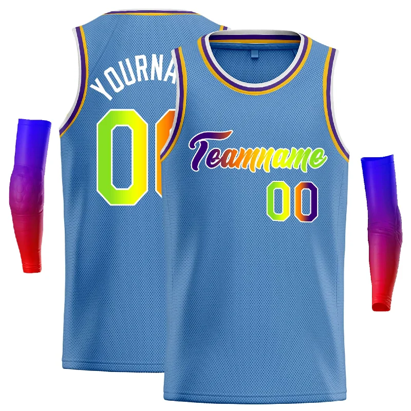 Basketball Jersey with Anti-Odor Technology-Custom Light Blue Yellow-White Classic Tops Casual Basketball Jersey