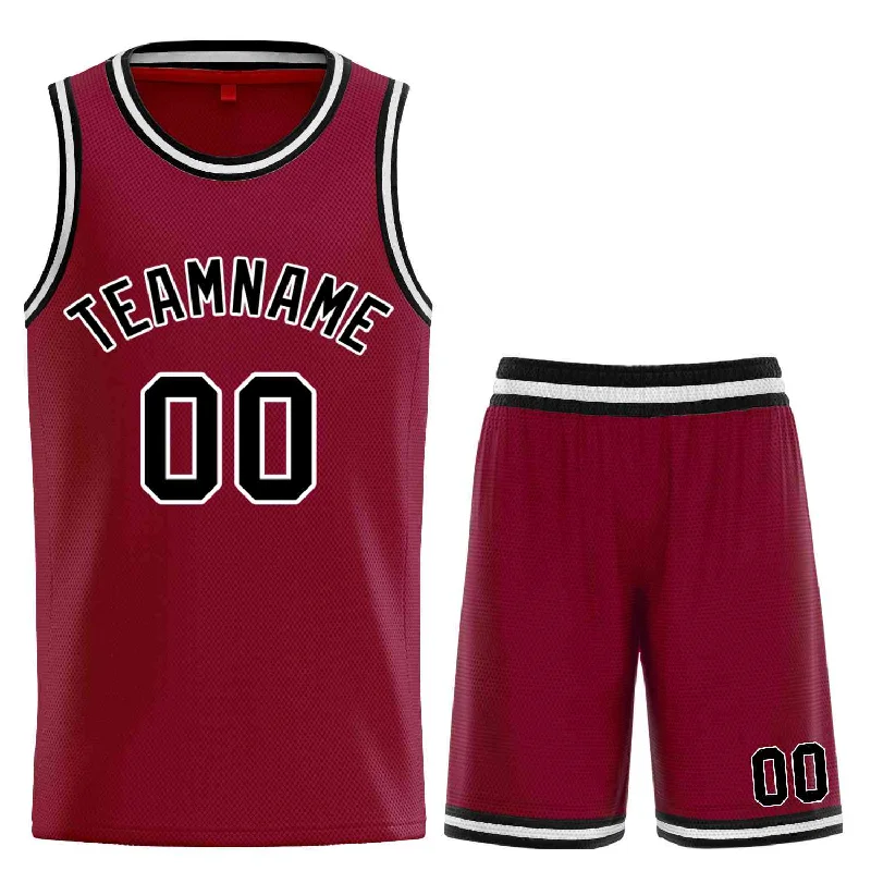 Basketball Jersey for Enhanced Fit and Comfort-Custom Maroon Black-White Classic Sets Curved Basketball Jersey