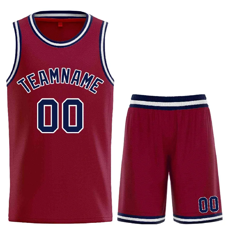 Basketball Jersey for Fast Action on the Court-Custom Maroon Navy-White Classic Sets Curved Basketball Jersey