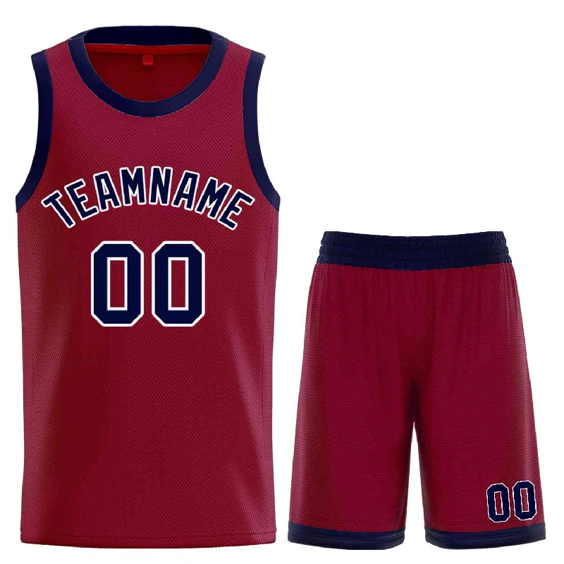 Basketball Jersey for Team Play and Practice-Custom Maroon Navy-White Classic Sets Curved Basketball Jersey