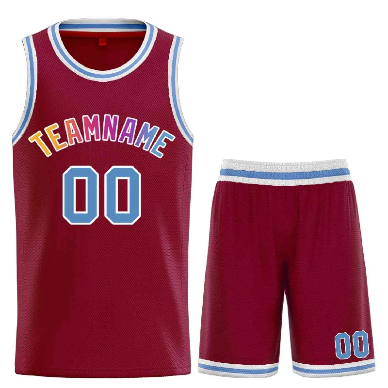 Basketball Jersey for Fast-Paced Court Play-Custom Maroon Powder Blue-White Classic Sets Curved Basketball Jersey