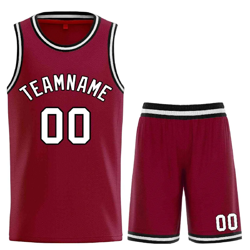 Basketball Jersey for Performance and Durability-Custom Maroon White-Black Classic Sets Curved Basketball Jersey