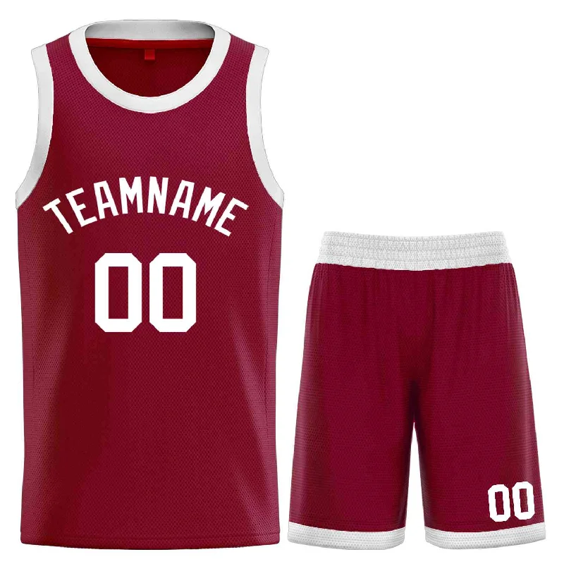 Basketball Jersey for Maximum Speed on the Court-Custom Maroon White-Classic Sets Curved Basketball Jersey