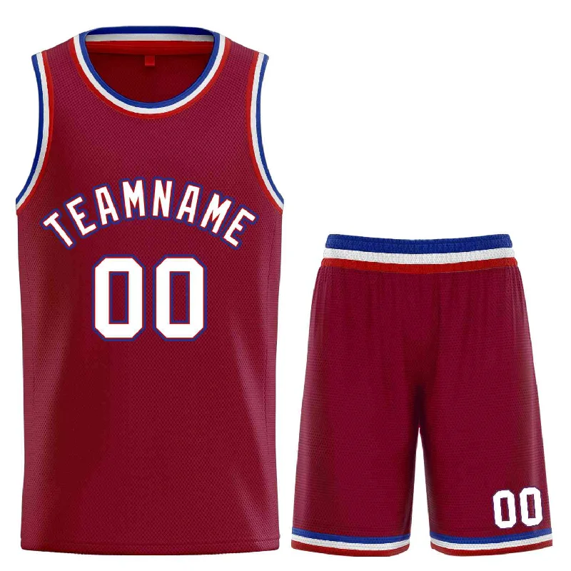 Basketball Jersey for Youth and Adult Players-Custom Maroon White-Royal Classic Sets Curved Basketball Jersey