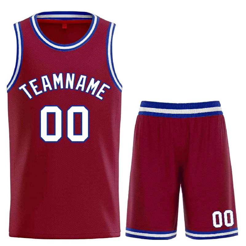 Basketball Jersey for Superior Durability-Custom Maroon White-Royal Classic Sets Curved Basketball Jersey