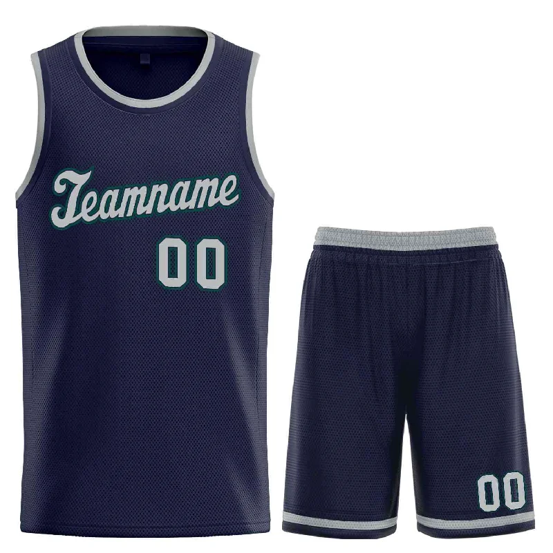 Basketball Jersey for Maximum Breathability and Flexibility-Custom Navy Dark Gray Classic Sets Sports Uniform Basketball Jersey