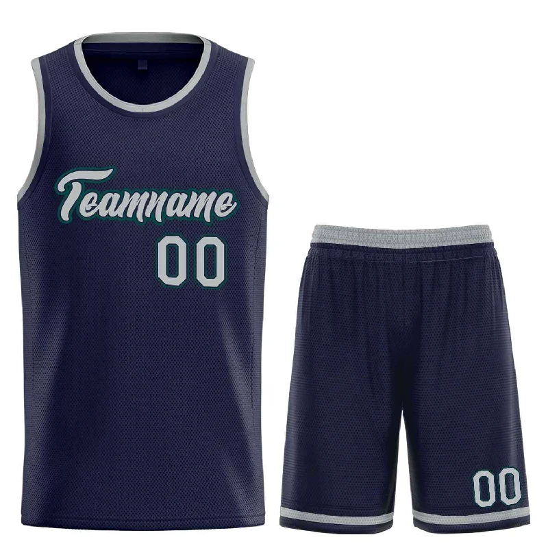 Basketball Jersey for All-Day Wearability and Comfort-Custom Navy Dark Gray Heal Sports Uniform Classic Sets Basketball Jersey