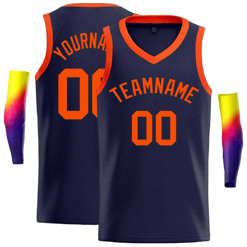 Basketball Jersey for Pro-Level Quality and Style-Custom Navy Orange-Classic Tops Men Casual Basketball Jersey