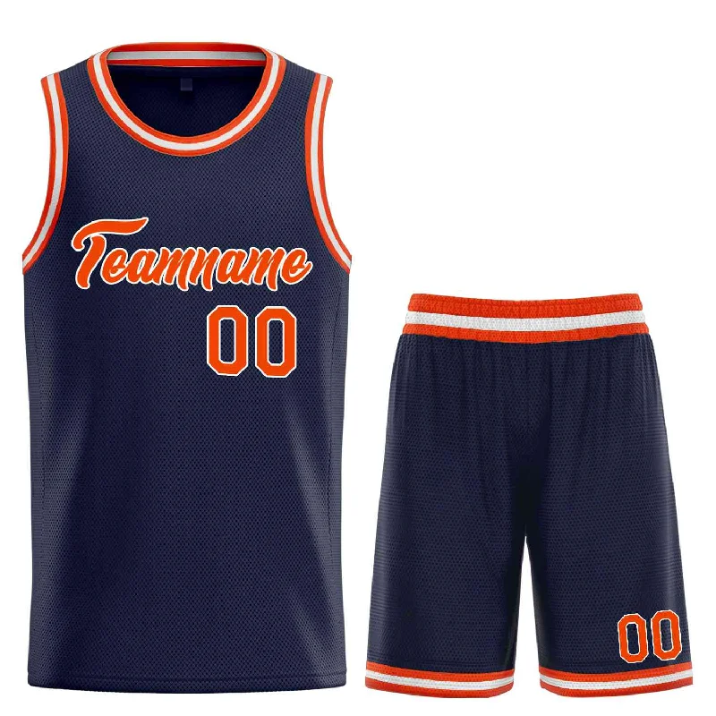 Basketball Jersey for Comfortable, Soft Fabric on the Court-Custom Navy Orange-White Heal Sports Uniform Classic Sets Basketball Jersey