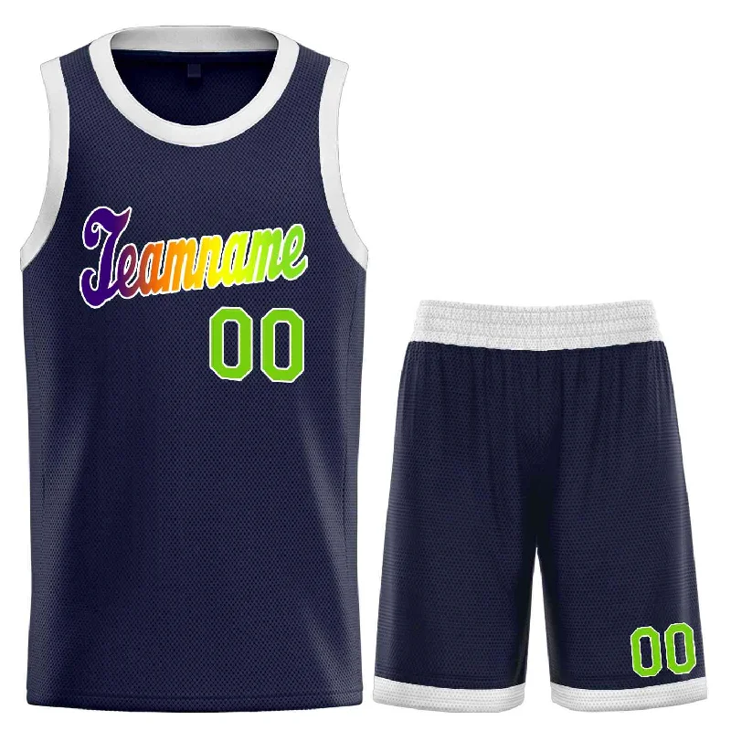 Basketball Jersey for Comfortable, Soft Fabric on the Court-Custom Navy Purple-White Classic Sets Sports Uniform Basketball Jersey