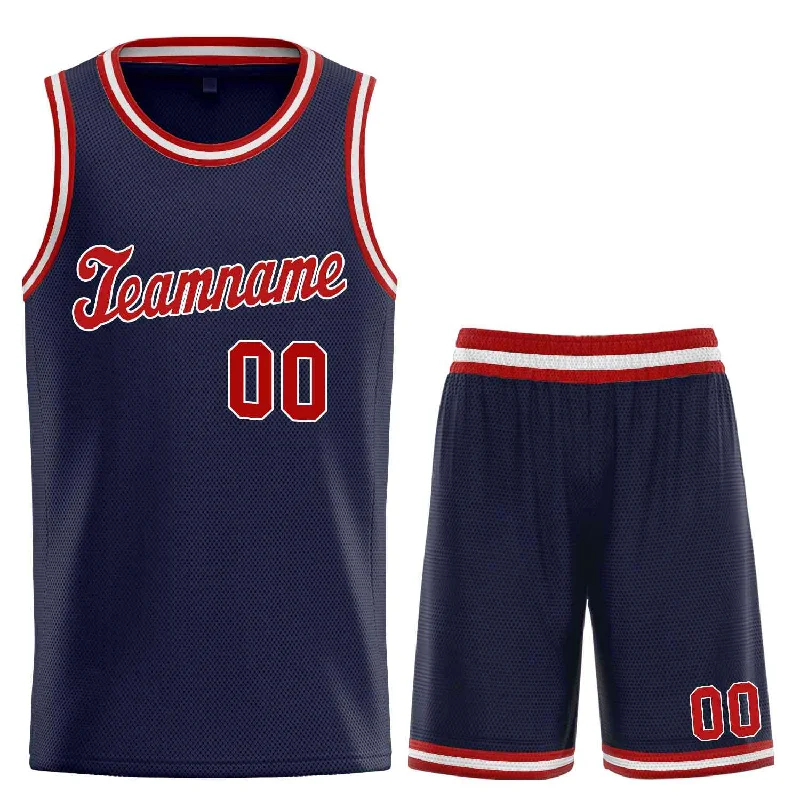 Basketball Jersey for Lightweight Comfort in Intense Play-Custom Navy Red-White Classic Sets Sports Uniform Basketball Jersey