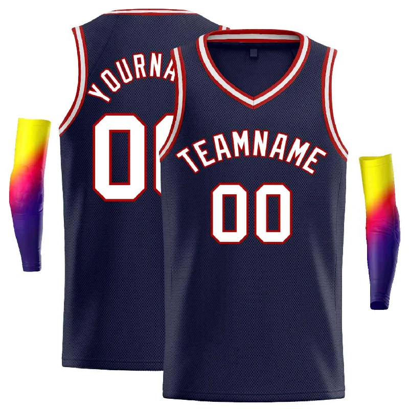 Basketball Jersey for Team-Friendly Customization-Custom Navy Red-White Classic Tops Men Casual Basketball Jersey