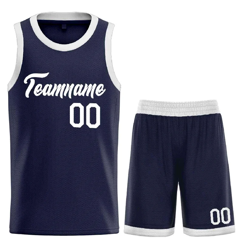 Basketball Jersey with Stretchable Fit for Maximum Comfort-Custom Navy WhiteHeal Sports Uniform Classic Sets Basketball Jersey