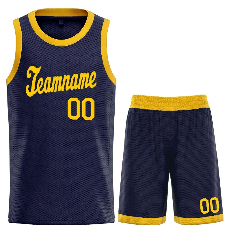 Basketball Jersey for Support and Comfort During Play-Custom Navy Yellow Classic Sets Sports Uniform Basketball Jersey