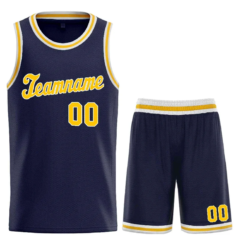 Basketball Jersey for All Ages and Levels of Play-Custom Navy Yellow-White Classic Sets Sports Uniform Basketball Jersey