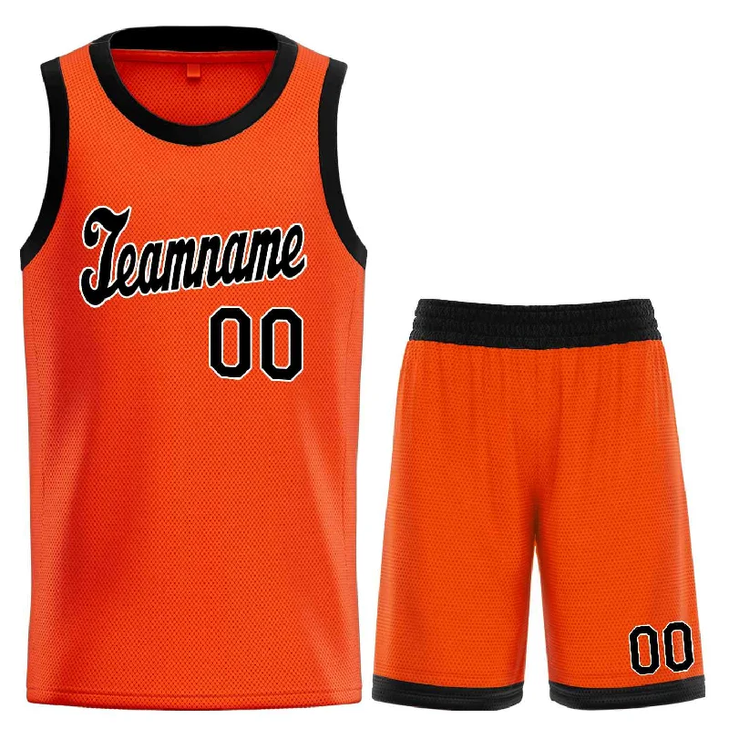 Basketball Jersey with Stretch for Maximum Agility-Custom Orange Black-White Classic Sets Sports Uniform Basketball Jersey