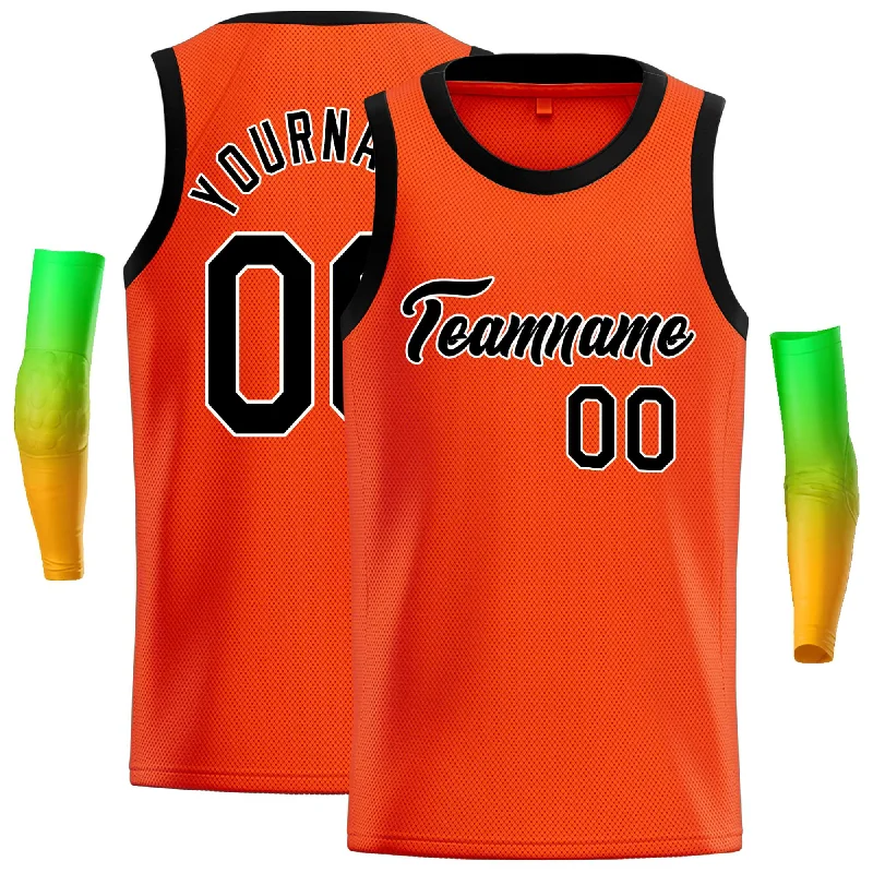 Basketball Jersey for Comfortable Fit-Custom Orange Black-White Classic Tops Casual Basketball Jersey