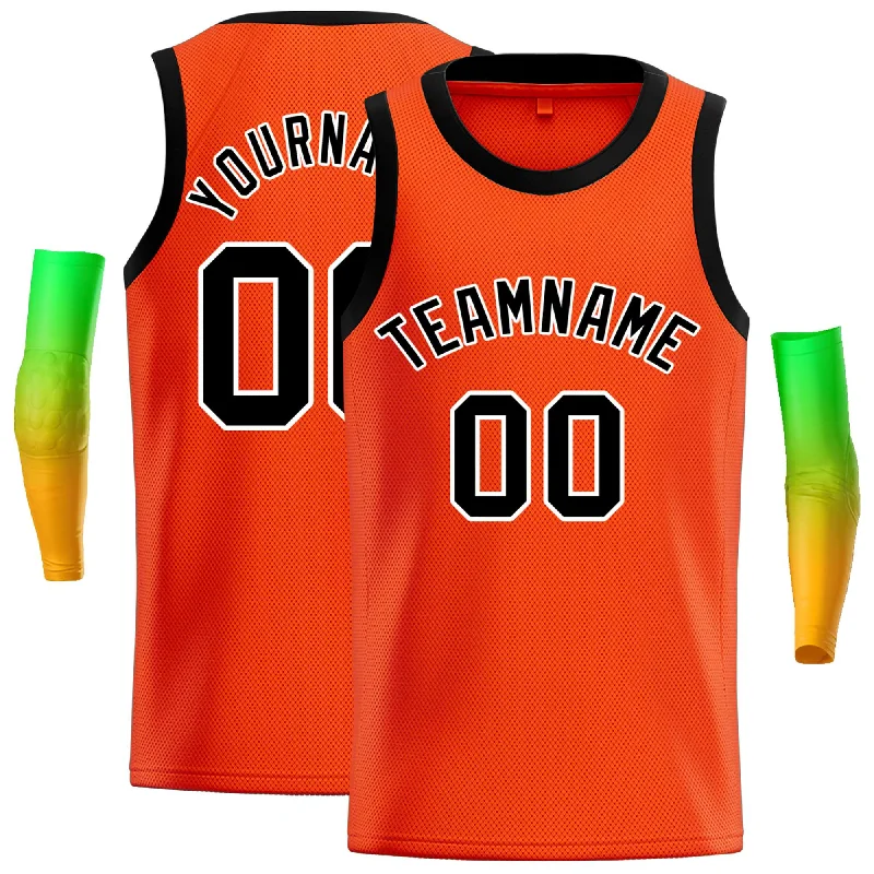 Basketball Jersey for Full Freedom of Movement-Custom Orange Black-White Classic Tops Casual Basketball Jersey