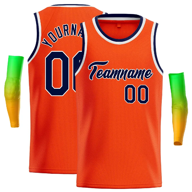 Basketball Jersey for Professional Players-Custom Orange Navy-White Classic Tops Casual Basketball Jersey