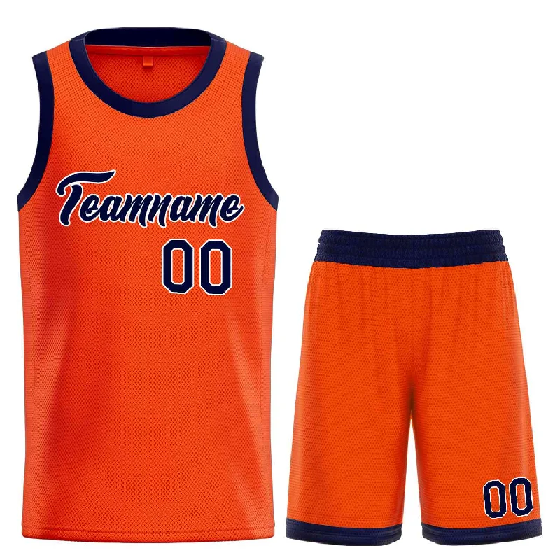 Basketball Jersey with Breathable Design for Active Play-Custom Orange Navy-White Heal Sports Uniform Classic Sets Basketball Jersey