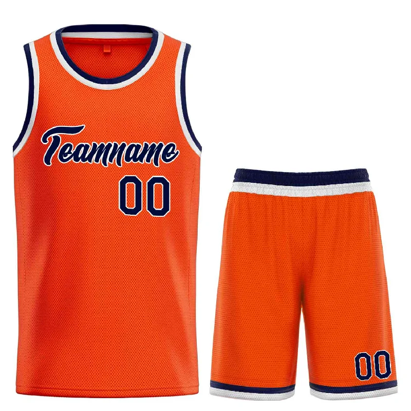 Basketball Jersey for Maximum Performance During Long Matches-Custom Orange Navy-White Heal Sports Uniform Classic Sets Basketball Jersey