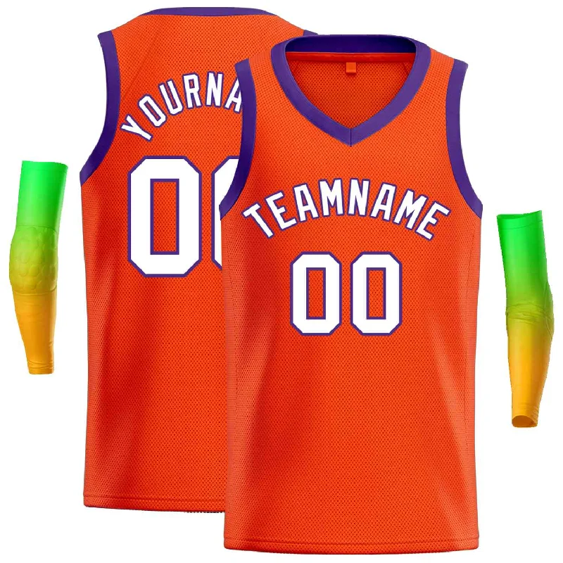 Basketball Jersey for Fast-Paced Games-Custom Orange Purple-Classic Tops Men Casual Basketball Jersey