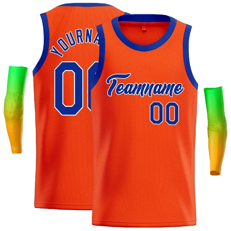 Basketball Jersey for Fast-Paced Games-Custom Orange Royal-White Classic Tops Casual Basketball Jersey