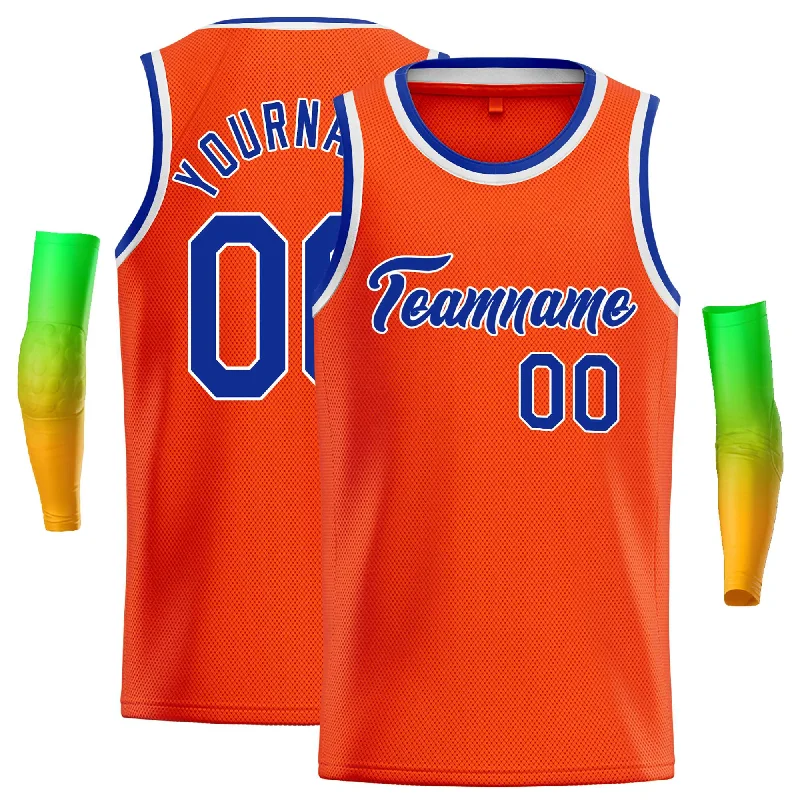 Custom Basketball Jersey for Teams-Custom Orange Royal-White Classic Tops Casual Basketball Jersey