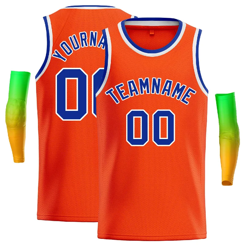 Basketball Jersey for Comfortable, Breathable Play-Custom Orange Royal-White Classic Tops Casual Basketball Jersey