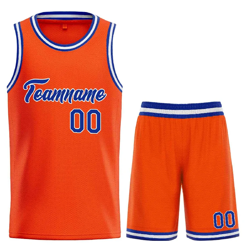 Basketball Jersey with Soft and Flexible Fabric-Custom Orange Royal-White Heal Sports Uniform Classic Sets Basketball Jersey