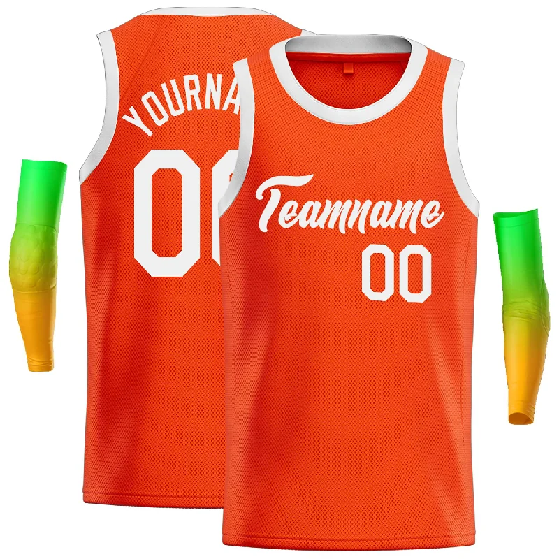 Basketball Jersey for Maximum Durability-Custom Orange White Classic Tops Casual Basketball Jersey