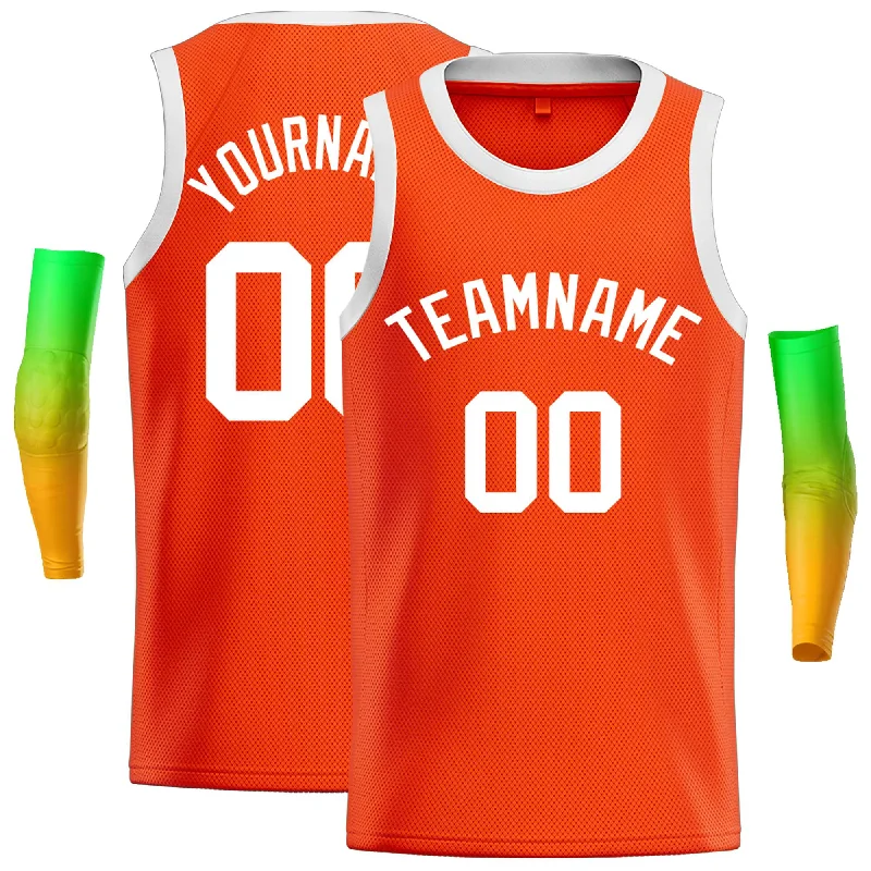 High-Quality Basketball Jersey for Performance-Custom Orange White Classic Tops Casual Basketball Jersey