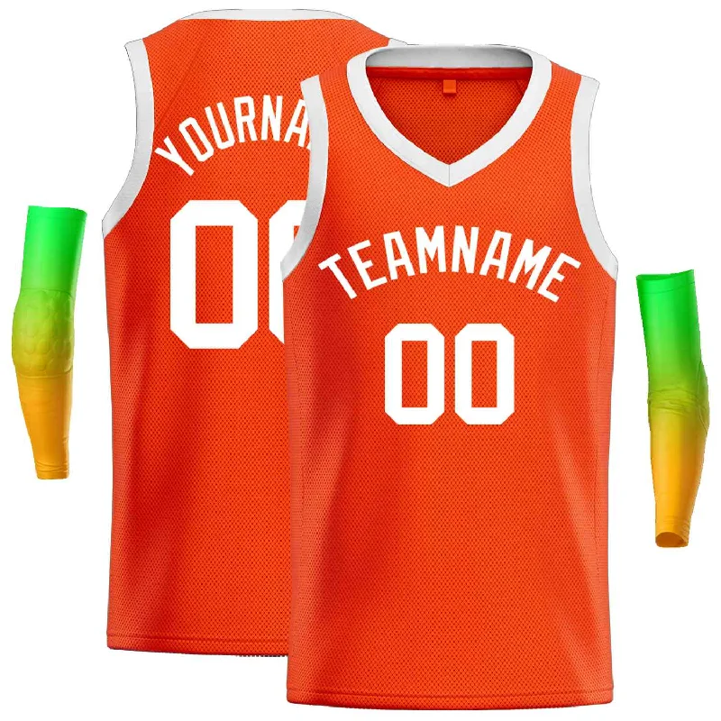 Basketball Jersey with Moisture-Wicking Technology-Custom Orange White-Classic Tops Men Casual Basketball Jersey