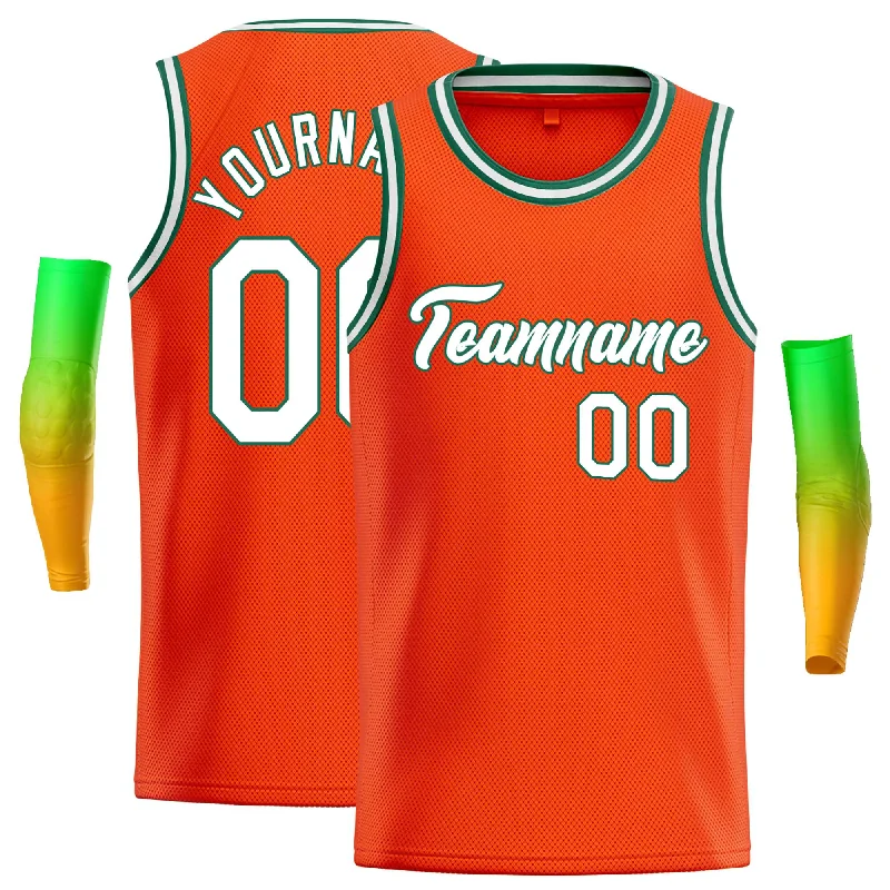 Basketball Jersey for Lightweight Play-Custom Orange White-Green Classic Tops Casual Basketball Jersey