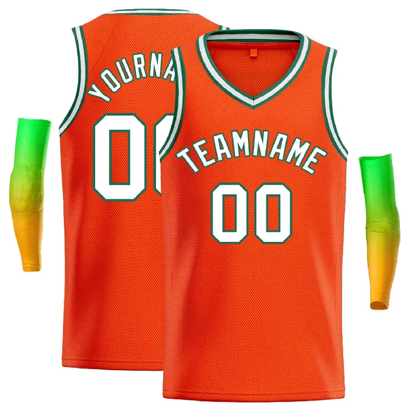 Basketball Jersey for Professional Players-Custom Orange White-Green Classic Tops Men Casual Basketball Jersey