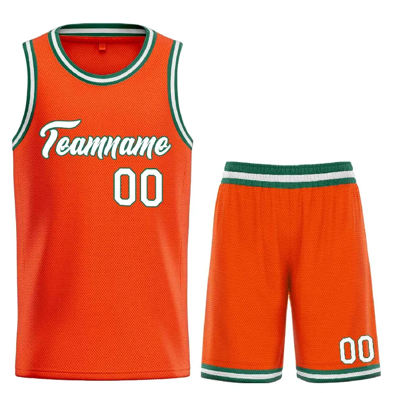 Basketball Jersey for Comfortable, Fast-Paced Games-Custom Orange White-Green Heal Sports Uniform Classic Sets Basketball Jersey