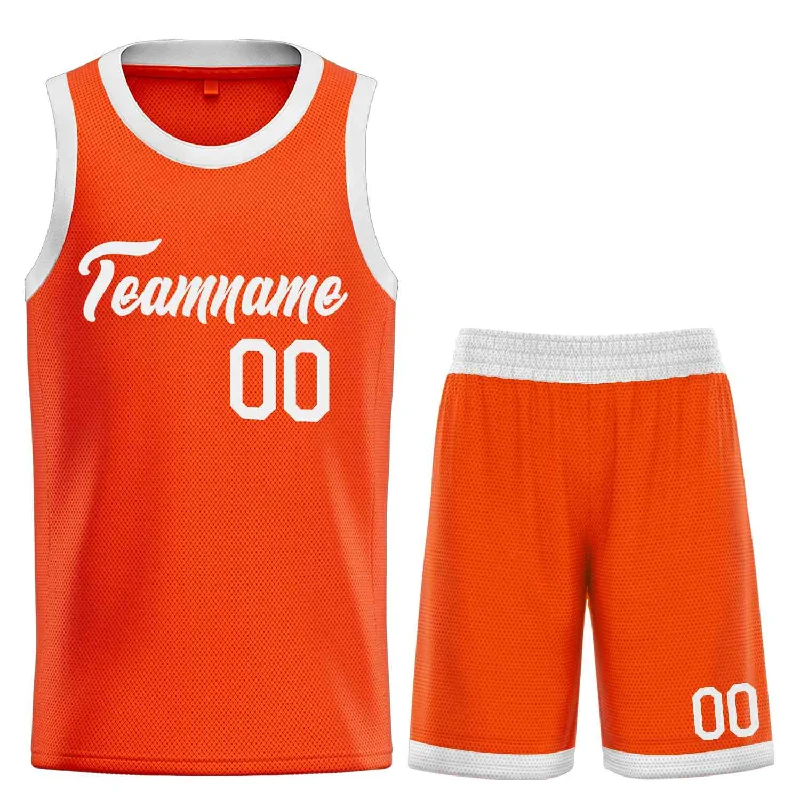 Basketball Jersey for Full Freedom of Movement-Custom Orange White Heal Sports Uniform Classic Sets Basketball Jersey