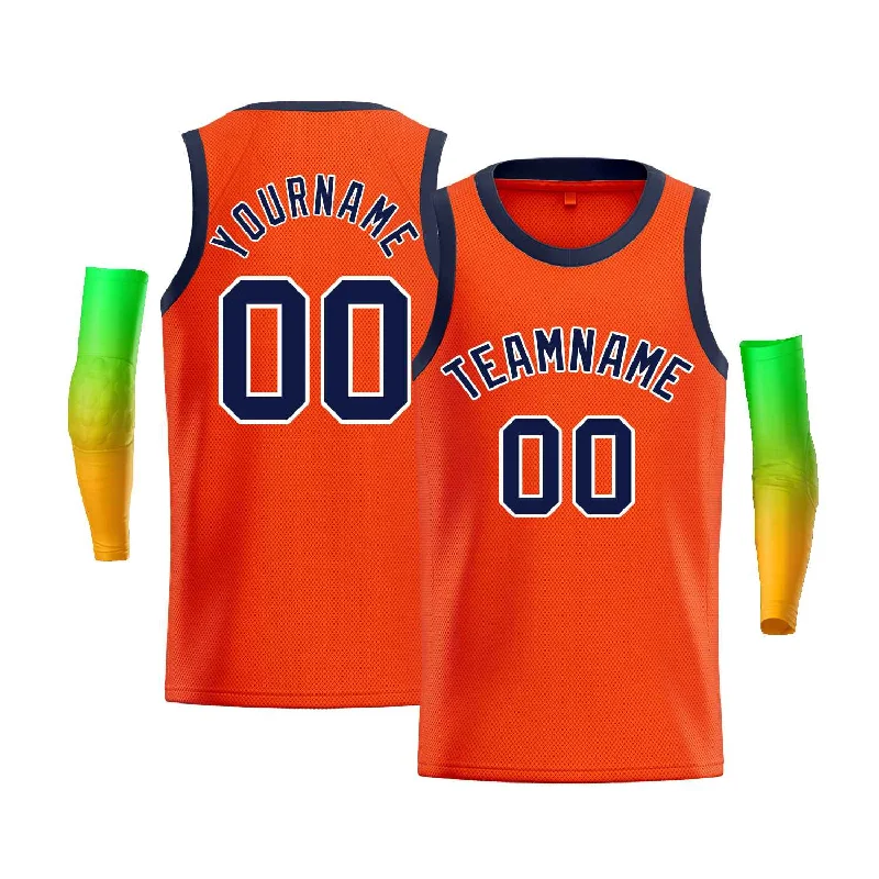 Basketball Jersey for Maximum Speed and Comfort-Custom Orange White-Navy Classic Tops Men Casual Bull Basketball Jersey