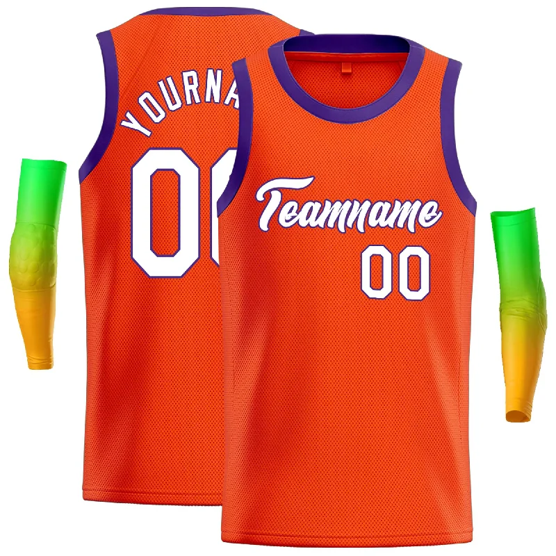 Basketball Jersey for Breathable Fabric-Custom Orange White-Royal Classic Tops Casual Basketball Jersey