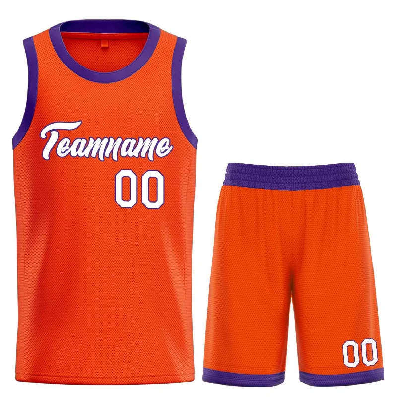 Basketball Jersey for Comfortable, Breathable Play-Custom Orange White-Royal Heal Sports Uniform Classic Sets Basketball Jersey