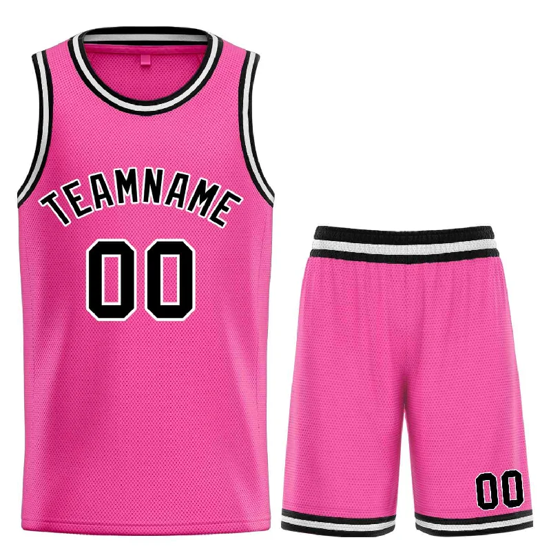 Basketball Jersey with Breathable Fabric for Hot Weather-Custom Pink Black-White Classic Sets Bull Basketball Jersey