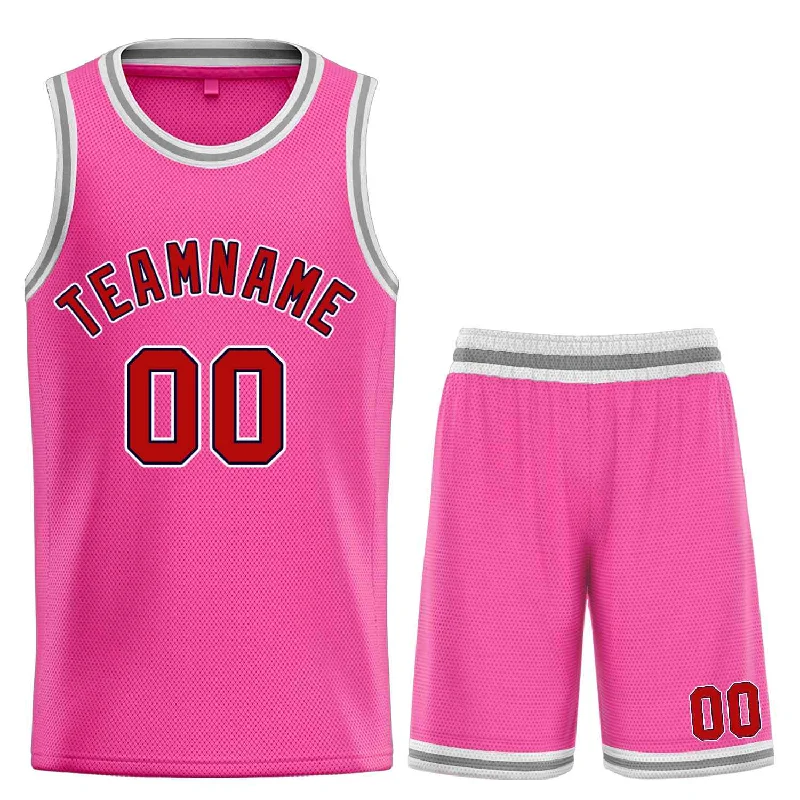 Basketball Jersey for Better Mobility and Speed-Custom Pink Maroon-Black Classic Sets Bull Basketball Jersey