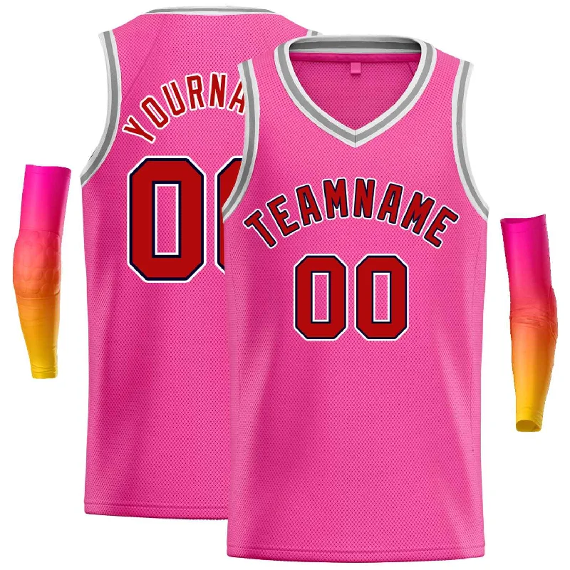 Basketball Jersey for Top Performance During Competitive Play-Custom Pink Maroon-Black Classic Tops Men Casual Basketball Jersey